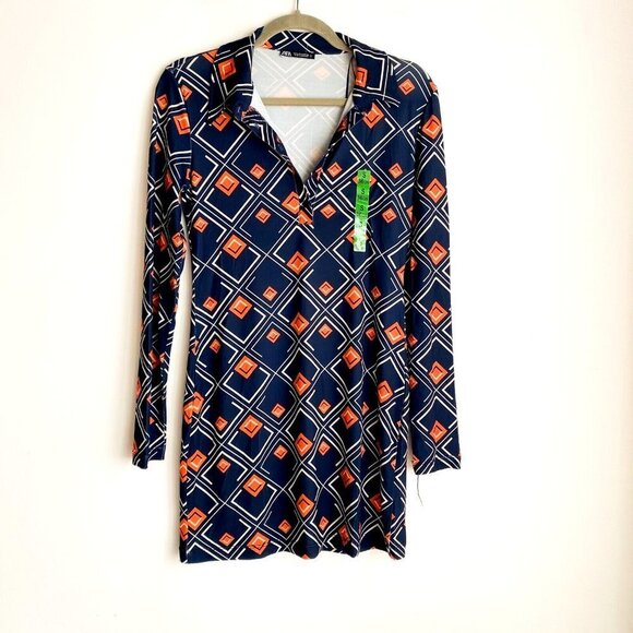 Zara Retro 60s Print Tunic Top and Flared  Pants Stretchy Set S - Picture 3 of 8